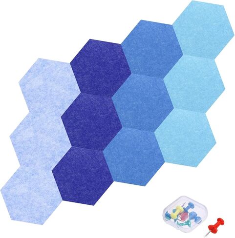 MECCANIXITY 12 قطعة من الألواح الصوتية السداسية 7.9 × 6.9 × 0.47 بوصة B1 ألواح إسفنجية مقاومة للحريق مع 7 دبابيس دفع لتزيين الجدران في الاستوديو المنزلي (أخضر فاتح، أخضر داكن، أخضر فواكه، أخضر) in Kuwait