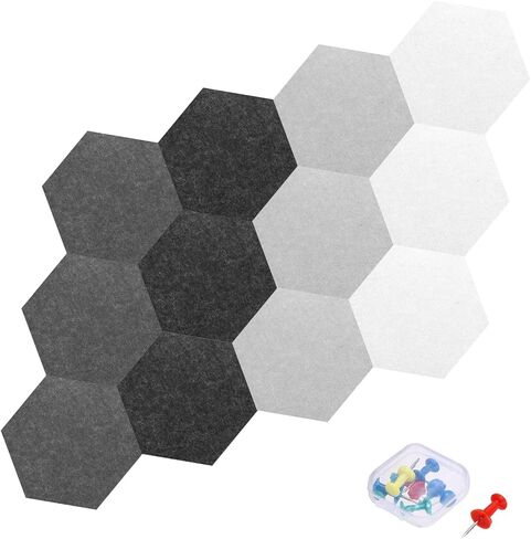 MECCANIXITY 12 قطعة من الألواح الصوتية السداسية 7.9 × 6.9 × 0.47 بوصة B1 ألواح إسفنجية مقاومة للحريق مع 7 دبابيس دفع لتزيين الجدران في الاستوديو المنزلي (أخضر فاتح، أخضر داكن، أخضر فواكه، أخضر) in Kuwait