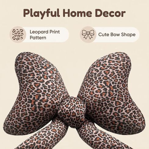 Coquette Bow Plate Printing Leopard Large Bow على شكل وسادة زخرفية أقحوط الوسائد Preppy رمي رمي وسادة لأريكة سرير نساء غرفة الديكور المنزل 27 بوصة (طباعة الفهد) in Kuwait