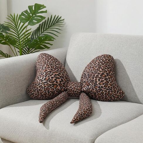 Coquette Bow Plate Printing Leopard Large Bow على شكل وسادة زخرفية أقحوط الوسائد Preppy رمي رمي وسادة لأريكة سرير نساء غرفة الديكور المنزل 27 بوصة (طباعة الفهد) in Kuwait