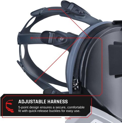 Parcil Distribution WF-101 Pro Full-Face Welding Respirator Shade 9 with Auto-Darkening Lens and O-A-X Cartridges with Flip-Up Welding Hood- 99.9% Particulate, Organic Vapor, Acidic Filtration in Kuwait