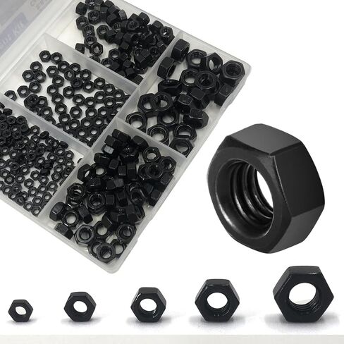 طقم صواميل سداسية 300 قطعة من QSJ، M3 M4 M5 M6 M8، مجموعات صواميل الأجهزة، 8.8 درجة من الفولاذ الكربوني in Kuwait