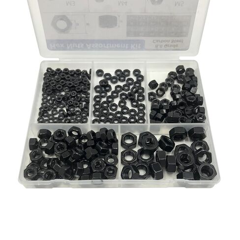 طقم صواميل سداسية 300 قطعة من QSJ، M3 M4 M5 M6 M8، مجموعات صواميل الأجهزة، 8.8 درجة من الفولاذ الكربوني in Kuwait