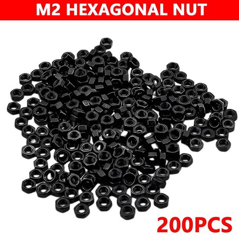200Pcs M2 Grade 8 Hexagon Nuts Black Carbon Steel, Hex Drive, for Industrial, Construction, Home Fasteners in Saudi Arabia