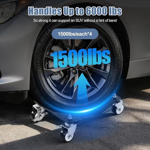 مجموعة دوموس سيارة دوللي مكونة من 4 قطع، عجلة دوللي متحركة بوزن 6000 رطل، مجموعة إطارات سيارات دوللي شديدة التحمل مع فرامل للمركبات والسيارات والشاحنات والمقطورات والدراجات النارية والقوارب in Kuwait