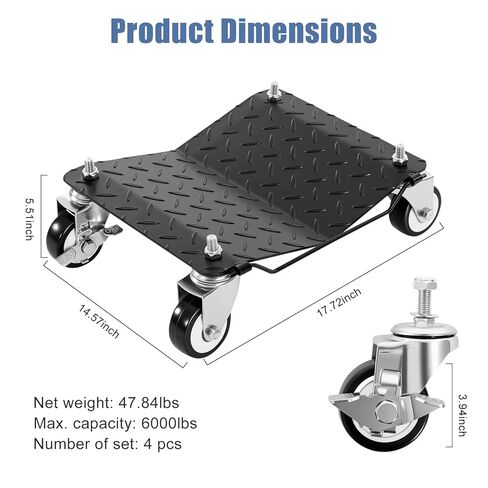 مجموعة دوموس سيارة دوللي مكونة من 4 قطع، عجلة دوللي متحركة بوزن 6000 رطل، مجموعة إطارات سيارات دوللي شديدة التحمل مع فرامل للمركبات والسيارات والشاحنات والمقطورات والدراجات النارية والقوارب in Kuwait