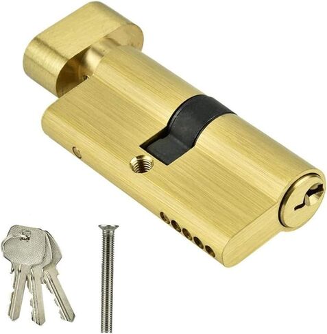 Thumb Turn Euro Cylinder Lock,Lock Cylinder 65mm Anti-Theft Entrance Copper Single Open Lock Cylinder Security Interior Bedroom Door Lock Cylinder with 3 Key Door Barrel Lock in Saudi Arabia