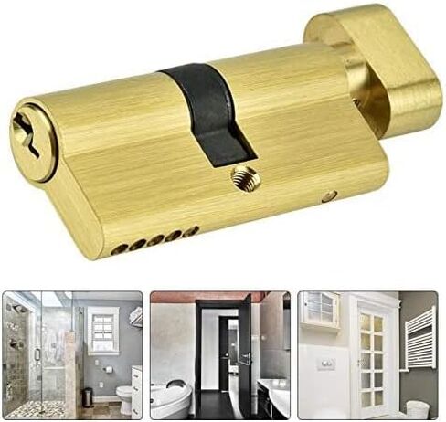 Thumb Turn Euro Cylinder Lock,Lock Cylinder 65mm Anti-Theft Entrance Copper Single Open Lock Cylinder Security Interior Bedroom Door Lock Cylinder with 3 Key Door Barrel Lock in Saudi Arabia