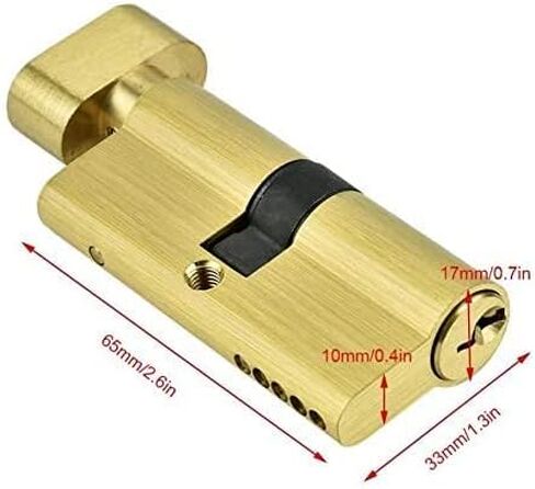 Thumb Turn Euro Cylinder Lock,Lock Cylinder 65mm Anti-Theft Entrance Copper Single Open Lock Cylinder Security Interior Bedroom Door Lock Cylinder with 3 Key Door Barrel Lock in Saudi Arabia