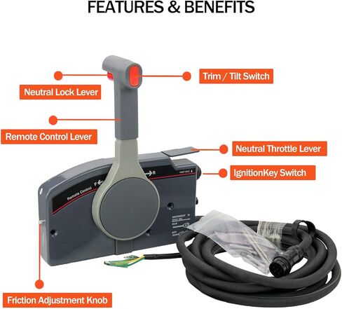 Marine Outboard Remote Control Box,703-48230 Pull Throttle Remote Control Box for Yamaha Outboard Right Side Mount 7 Pin 16 FT Cable Without Trim Tilt Switch (Pull to Open) in Kuwait