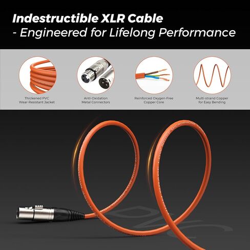NearStream 2-Pack 6ft (2M) XLR Cables – Balanced Male to Female Microphone Cables with OFC Core for Studio Mics, Mixers, Audio Interfaces & Professional Audio Gear, Orange in Saudi Arabia