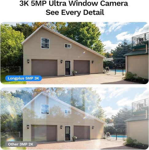 LongPlus 3K 5MP Window Camera with Night Vision, 2.4ghz & 5ghz WiFi Indoor Window Cameras for Home Security, AI Smart Detection, 2-Way Audio, Easy & Quick Install, 24/7 Recording in Kuwait