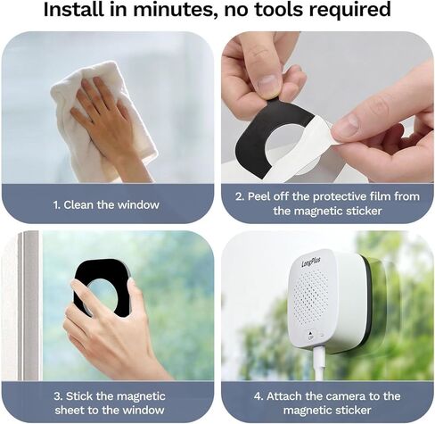 LongPlus 3K 5MP Window Camera with Night Vision, 2.4ghz & 5ghz WiFi Indoor Window Cameras for Home Security, AI Smart Detection, 2-Way Audio, Easy & Quick Install, 24/7 Recording in Kuwait