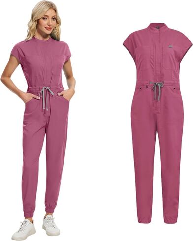 فرك الرعاية الصحية للجنسين، مجموعات فرك بذلة، تمتد، بلوزة فضفاضة وسروال مجموعة مع جيوب، ممرضة، طبيب الأسنان، اليوغا in Kuwait