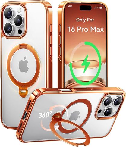 CASEKOO Cosmic Orange Glossy for iPhone 17 Pro Max Case [360 Spin Magnetic Stand][Fit for MagSafe][17FT Military Protection] Slim Polished for iPhone 17 Pro Max Case with Stand 6.9", Cosmic Orange in Kuwait