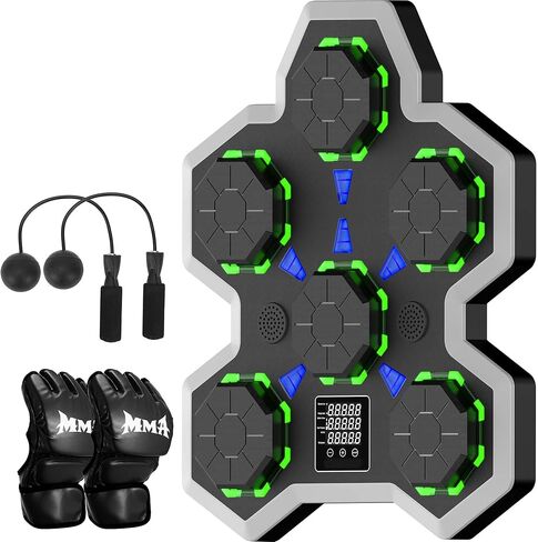 Large Soft PU Surface Music Boxing Machine for Adults & Kids - Bluetooth, Self-Adjusting Speed, Real-Time Force LED Display, Max/Average Power Tracking, Ideal Gift for Kids Adults Home Gym Equipment in Saudi Arabia