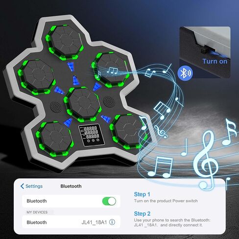 Large Soft PU Surface Music Boxing Machine for Adults & Kids - Bluetooth, Self-Adjusting Speed, Real-Time Force LED Display, Max/Average Power Tracking, Ideal Gift for Kids Adults Home Gym Equipment in Saudi Arabia