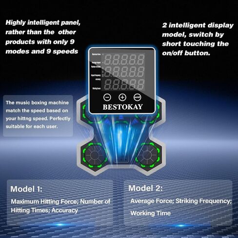Large Soft PU Surface Music Boxing Machine for Adults & Kids - Bluetooth, Self-Adjusting Speed, Real-Time Force LED Display, Max/Average Power Tracking, Ideal Gift for Kids Adults Home Gym Equipment in Saudi Arabia