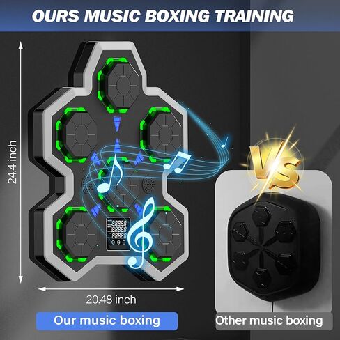 Large Soft PU Surface Music Boxing Machine for Adults & Kids - Bluetooth, Self-Adjusting Speed, Real-Time Force LED Display, Max/Average Power Tracking, Ideal Gift for Kids Adults Home Gym Equipment in Saudi Arabia