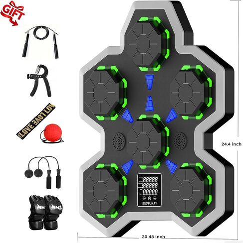 Large Soft PU Surface Music Boxing Machine for Adults & Kids - Bluetooth, Self-Adjusting Speed, Real-Time Force LED Display, Max/Average Power Tracking, Ideal Gift for Kids Adults Home Gym Equipment in Saudi Arabia