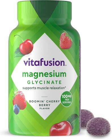 vitafusion Magnesium Glycinate Gummy Supplement, 100 mg per Serving Supports Muscle Relaxation (1) for Adult Women & Men, Boomin’ Cherry Berry Flavor, 60 Count in Saudi Arabia