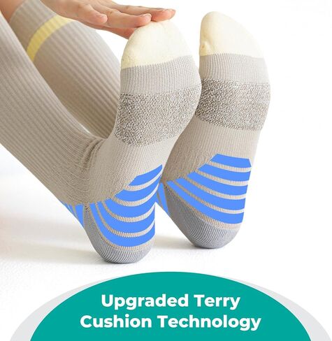جوارب ضغط قطنية سميكة للغاية من TINYLEMON للنساء والرجال 15-20 مم زئبق، دعم عالي للركبة، مثالية للممرضات والحمل والسفر، زوجان (وردي، أرجواني، صغير/وسط) in Saudi Arabia