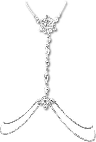 PEARLY JUN Rhinestone Body Chains for Women, Crystal Beach Nightclub Bikini Body Chain Chest Jewelry Sexy Birthday Dresses in Kuwait