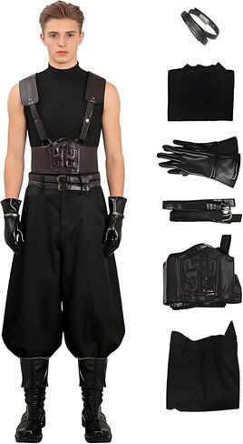 Costhat Mens Assume Halloween Black Leather مجموعة كاملة موحدة in Kuwait