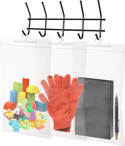 Frcctre 30 Pack 10 x 15 Inches Hanging Storage Bags, Large Hook Reusable Clear Hanging Plastic Bags Hang-Up Plastic Polyethylene Bag Reclosable Zip Bag for Storage Organization in Saudi Arabia