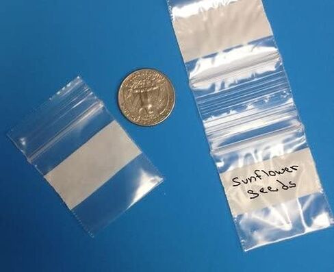 1.5" x 1.5" Mini Zip Bags, 100 Pack, Clear Plastic Reclosable Tiny Zipper Baggies with White Block for Writing, 2.5 Mil, for Packaging & Storing Jewelry, Pills, Beads & Seeds in Kuwait