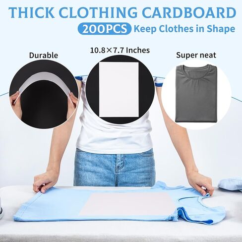 200 Set 10"x13" T-Shirt Packaging Bags with Cardboard Inserts and Clothing Size Stickers, Thick Clear Plastic Cellophane Bags for Shirts, Self-Sealing T Shirt Packing Wrapping Bag for Small Business in Saudi Arabia