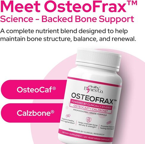 مكمل OsteoFrax™ لصحة العظام للنساء - Cissus Quadrangularis & OsteoCaf®، فيتامين D3 وK2 MK-7، يدعم صحة العظام، تركيبة دعم العظام على 4 مراحل in Kuwait