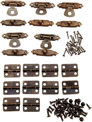 قفل بمزلاج، مفصلات خزانة أثاث من البرونز العتيق، مع صندوق خشبي للمجوهرات، قفل بمشبك بمزلاج، أجهزة أثاث in Kuwait