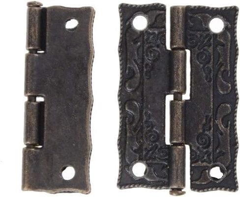 Antique Hinges,Bronze Decorative,Wooden Box Hinge,2pcs Antique Brass Cabinet Door Butt Hinges Mini Drawer Bronze Hinge Butt Hinges in Saudi Arabia