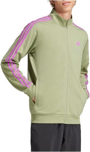 adidas Mens Essentials Warm Up Striped Jacket Training Athletic Outerwear Casual - Green in Saudi Arabia