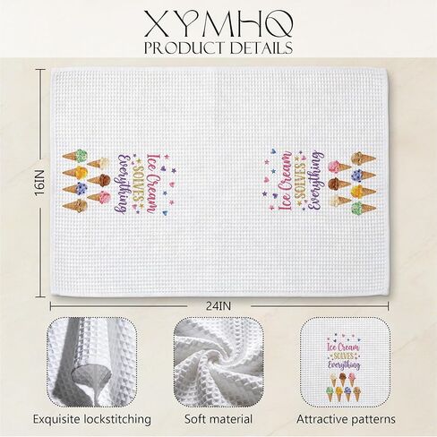 Ice Cream Gift Kitchen Towels 16x24 Inch, Funny Quote Themed Hand Towels, Home Decor Housewarming Gifts for Women Men Ice Cream Enthusiasts in Saudi Arabia
