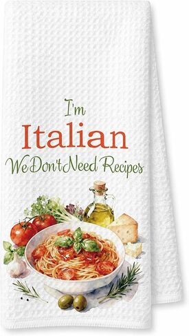 Funny Italian Gifts Hand Towels for Dining Room Restaurant, Italian Kitchen Decor, Funny I'm Italian We Don't Need Recipes Kitchen Dish Tea Towels, 16x24 Inch in Saudi Arabia