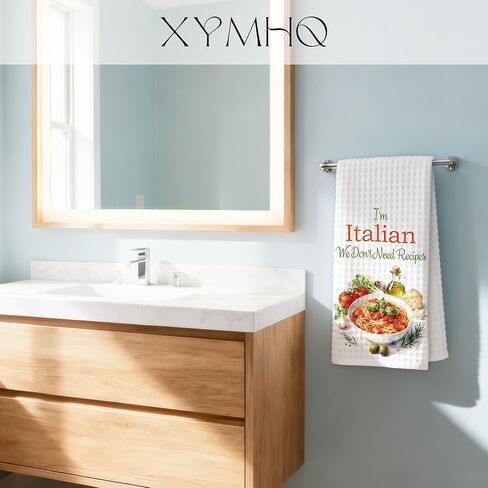 Funny Italian Gifts Hand Towels for Dining Room Restaurant, Italian Kitchen Decor, Funny I'm Italian We Don't Need Recipes Kitchen Dish Tea Towels, 16x24 Inch in Saudi Arabia