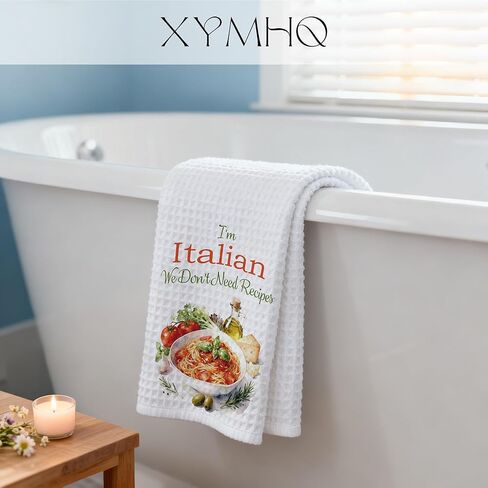 Funny Italian Gifts Hand Towels for Dining Room Restaurant, Italian Kitchen Decor, Funny I'm Italian We Don't Need Recipes Kitchen Dish Tea Towels, 16x24 Inch in Saudi Arabia