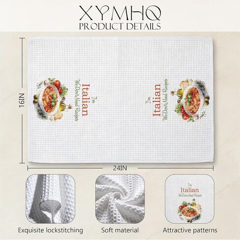 Funny Italian Gifts Hand Towels for Dining Room Restaurant, Italian Kitchen Decor, Funny I'm Italian We Don't Need Recipes Kitchen Dish Tea Towels, 16x24 Inch in Saudi Arabia