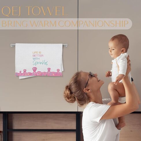 مناشف أطباق المطبخ الوردية الآيس كريم، هدايا لمحبي الآيس كريم، الحياة أفضل مع الرشات مناشف الشاي اليدوية المزخرفة للأطفال في مطبخ الحمام، 16 × 24 بوصة in Kuwait