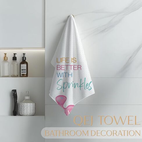 مناشف أطباق المطبخ الوردية الآيس كريم، هدايا لمحبي الآيس كريم، الحياة أفضل مع الرشات مناشف الشاي اليدوية المزخرفة للأطفال في مطبخ الحمام، 16 × 24 بوصة in Kuwait