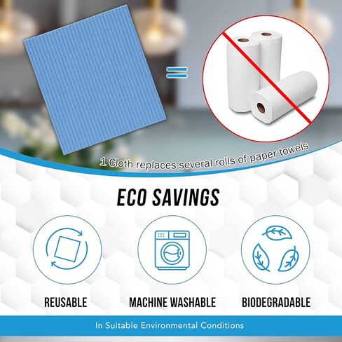 ACTIVE Swedish Dish Cloths for Kitchen 12 Pack Cellulose Sponge Cloth, Washable Dishcloths for Washing Dishes, Original European Dish Towels, Absorbent Reusable Paper Towels - Multicolor Assorted in Kuwait