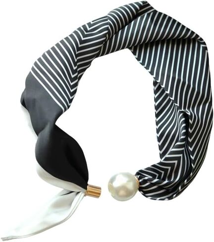 Silk Scarf Necklace for Woman Trendy Black and white Scarf Necklace with Charm Formal Costume Prom Jewelry Gift in Saudi Arabia