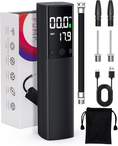 Electric Ball Pump - Portable Air Pump with LED Light, Precise Pressure Gauge and Digital LCD Display for Basketball, Soccer Ball, Volleyball, Football, Fast Inflation of Sports Ball in Saudi Arabia