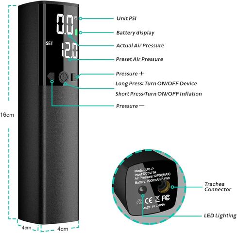 Electric Ball Pump - Portable Air Pump with LED Light, Precise Pressure Gauge and Digital LCD Display for Basketball, Soccer Ball, Volleyball, Football, Fast Inflation of Sports Ball in Saudi Arabia