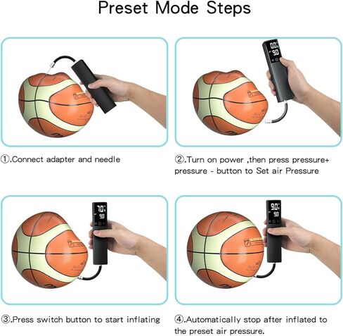 Electric Ball Pump - Portable Air Pump with LED Light, Precise Pressure Gauge and Digital LCD Display for Basketball, Soccer Ball, Volleyball, Football, Fast Inflation of Sports Ball in Saudi Arabia