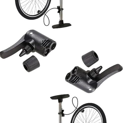 2 Pcs Black Pump Adapter Valve, 3 in 1 Replacement Dual Head Air Pump Adapter Valve Bicycle Bike Cycle Tyre Tube Pump Adapter，Bike Floor Pumps in Saudi Arabia