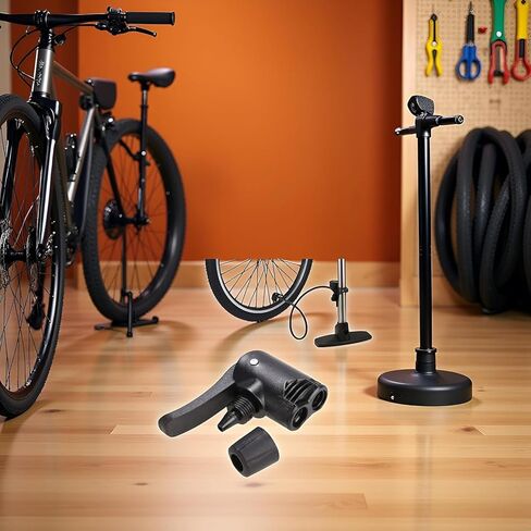 2 Pcs Black Pump Adapter Valve, 3 in 1 Replacement Dual Head Air Pump Adapter Valve Bicycle Bike Cycle Tyre Tube Pump Adapter，Bike Floor Pumps in Saudi Arabia