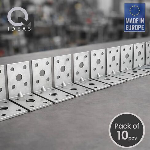 10 Pack Angle Brackets (1.97" x 1.97" x 1.38") Heavy Duty Corner Sleeper Bracket with Beading Timber Wood Metal Joining Fixing L Galvanised Steel Sheet Connector in Kuwait
